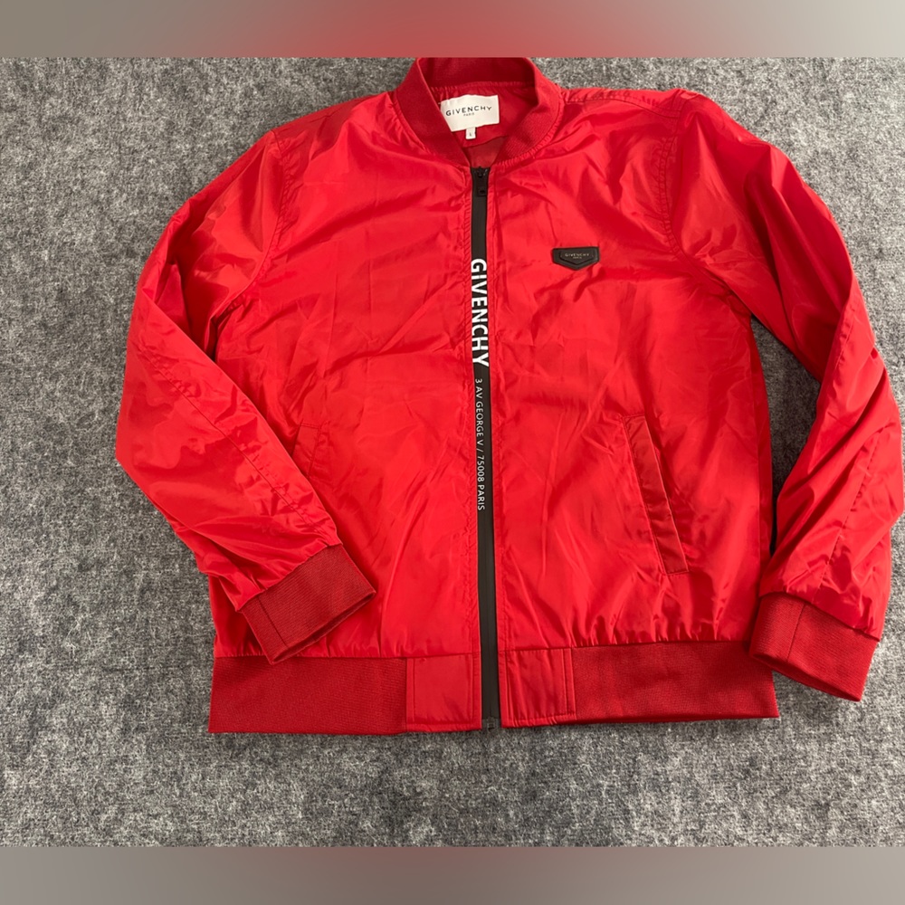 Givenchy Men’s Jacket Medium Lightweight Red Windbreaker Full Zip Paris n237.